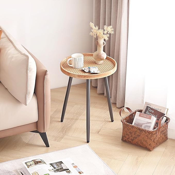 LITA 2 Pcs Rattan Log Desktop Round Side End Table, Nightstand/Small Tables - Image 8