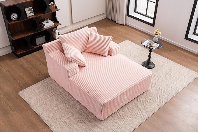 Oversized Chaise Daybed Lounge Sleeper Chair Sofa Bed Indoor, Fluffy Corduroy - Image 8