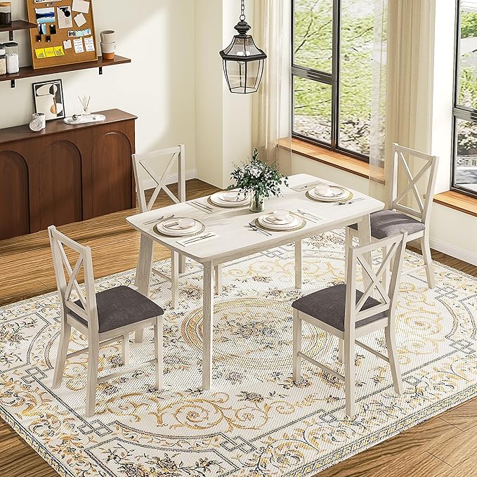 47'' Solid Wood Dining Table for 4-6, Farmhouse Kitchen Table for Kitchen - Image 6