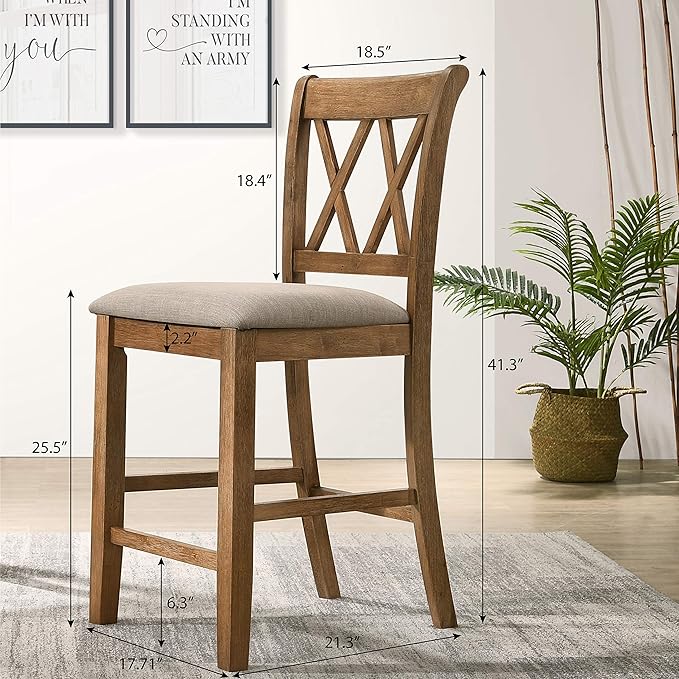 Roundhill Furniture Windvale Fabric Upholstered Counter Height Dining Chairs - Image 6
