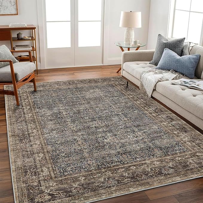 Washable Area Rug 4'x6' Traditional Floor Cover Foldable Thin Rugs Retro by CHAMPLANT