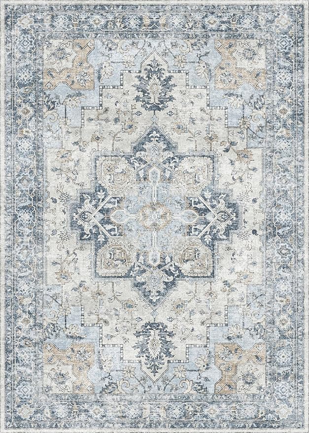 GENIMO 5x7 Area Rugs for Living Room, Machine Washable Rug, Non Slip Vintage - Image 8