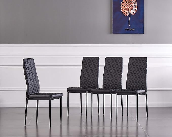 JT Modern Minimalist Dining Chair Fireproof Leather Sprayed Metal Pipe Diamond - Image 2