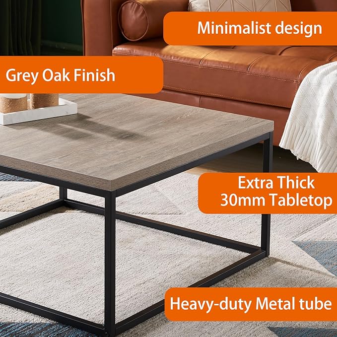 CENSI 30"x30" Grey Wash Accent Coffee Table Ottoman - Image 5