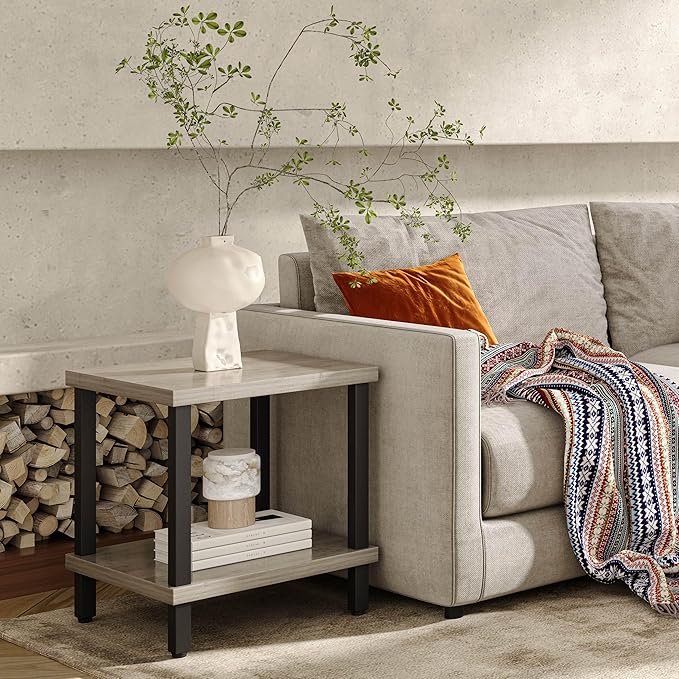 Large End Table Square Side Table Modern Sofa Table 20 Inch Industrial Coffee - Image 2