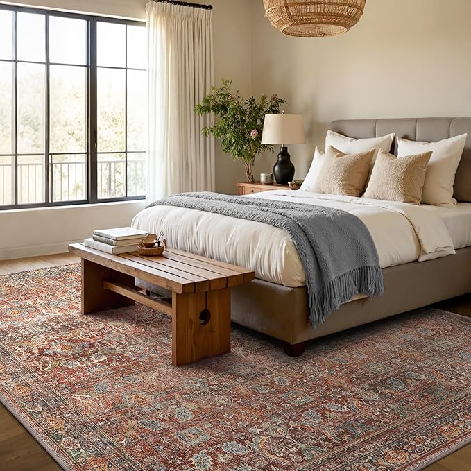 GENIMO 10x14 Area Rugs for Living Room, Machine Washable Non Slip Vintage Rugs - Image 4