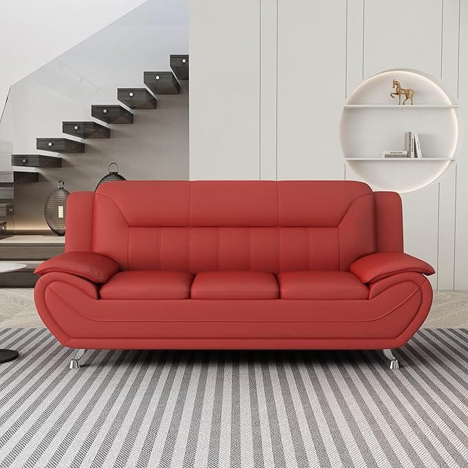 Container Furniture Direct Michael Modern Faux Leather Upholstered Stainless - Image 17