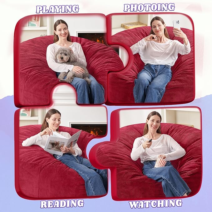 HABUTWAY 4FT Bean Bag Chair, Giant Bean Bag Chairs - Image 4