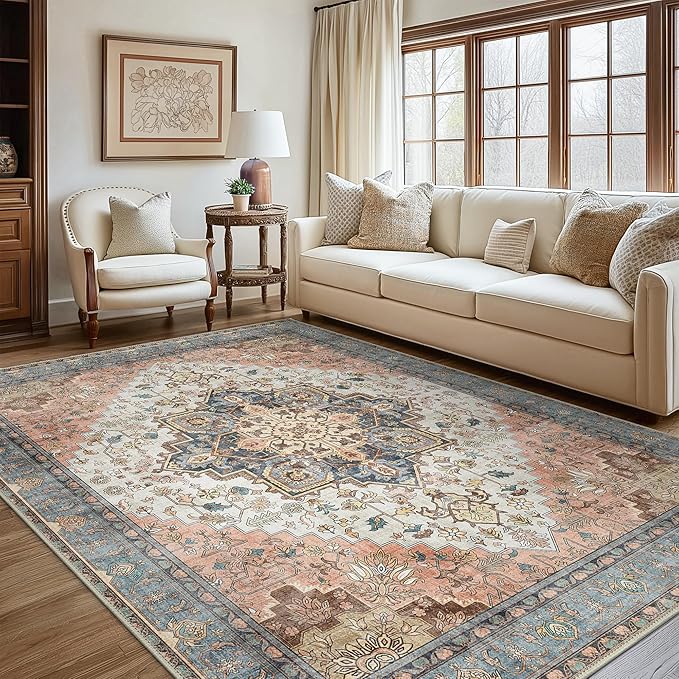 GENIMO 5x8 Area Rugs for Living Room, Machine Washable Low Pile Rugs, Chenille - Image 2