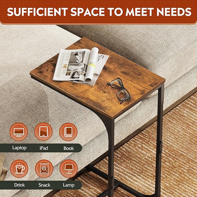 WLIVE C-Shaped End Table Set of 2, Small Couch Side Tables - Image 4