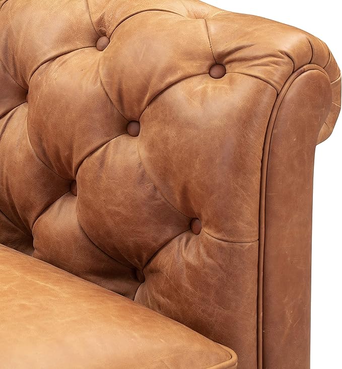 POLY & BARK Lyon Leather Lounge Chair – Cognac Tan Full-Grain Leather - Image 8