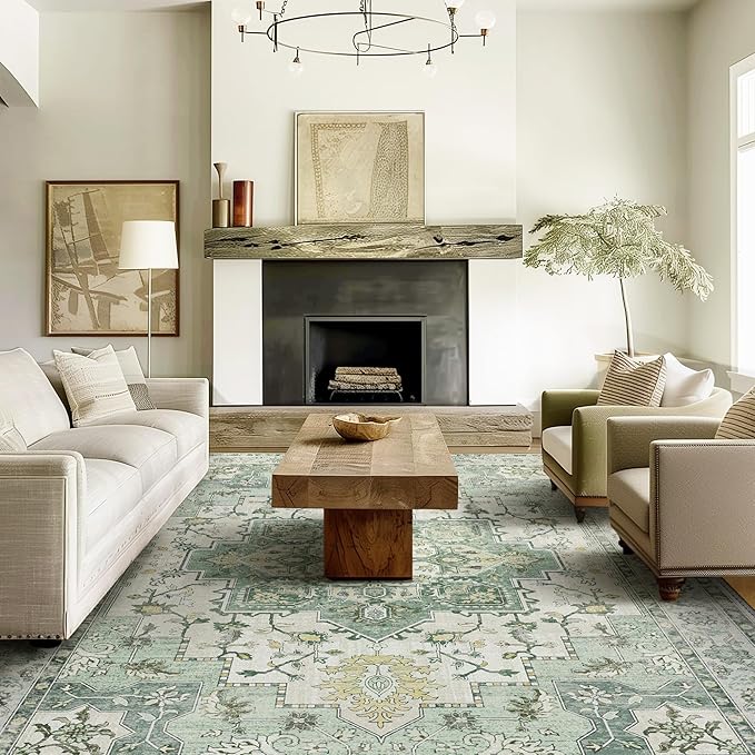 GENIMO 10x12 Area Rugs for Living Room, Machine Washable Non Slip Vintage Rugs by GENIMO
