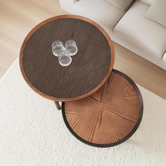 CONSDAN 20 Round Side Table, Solid Oak Frame & Veneer Top, USA Grown Hardwood - Image 3