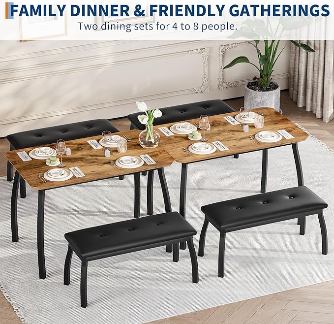 3 Piece Farmhouse Dining Table Set - Image 3