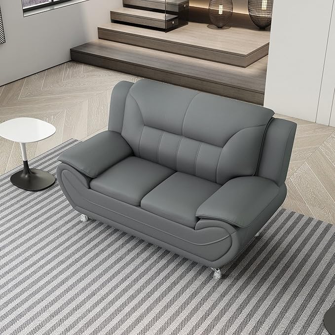 Container Furniture Direct Michael Modern Faux Leather Upholstered Stainless - Image 13
