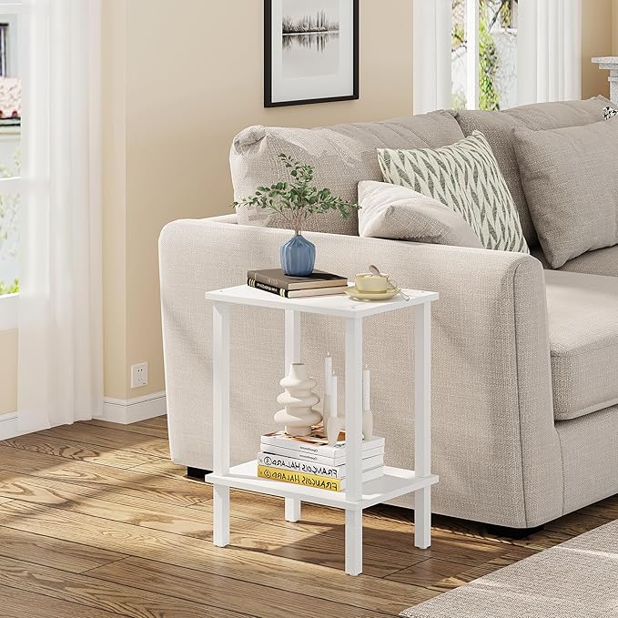 TUTOTAK End Table, Side Table, Nightstand, 2-Tier Storage Shelf, Sofa Side Table - Image 7