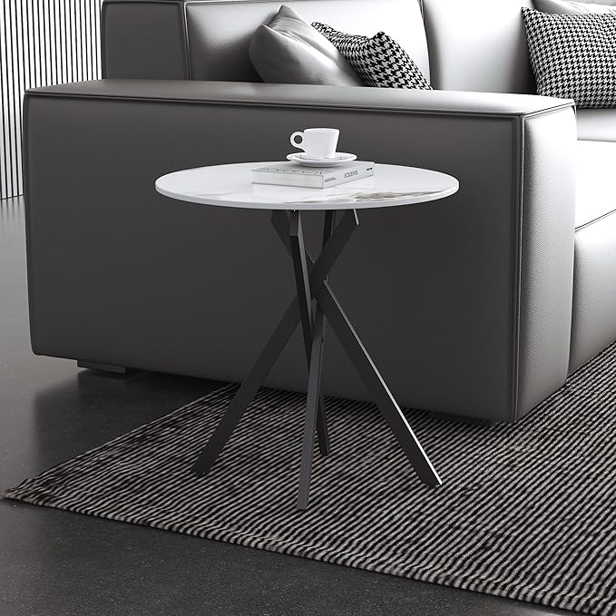 Small Round Marble Side Coffee Table Set of 2 - Image 5