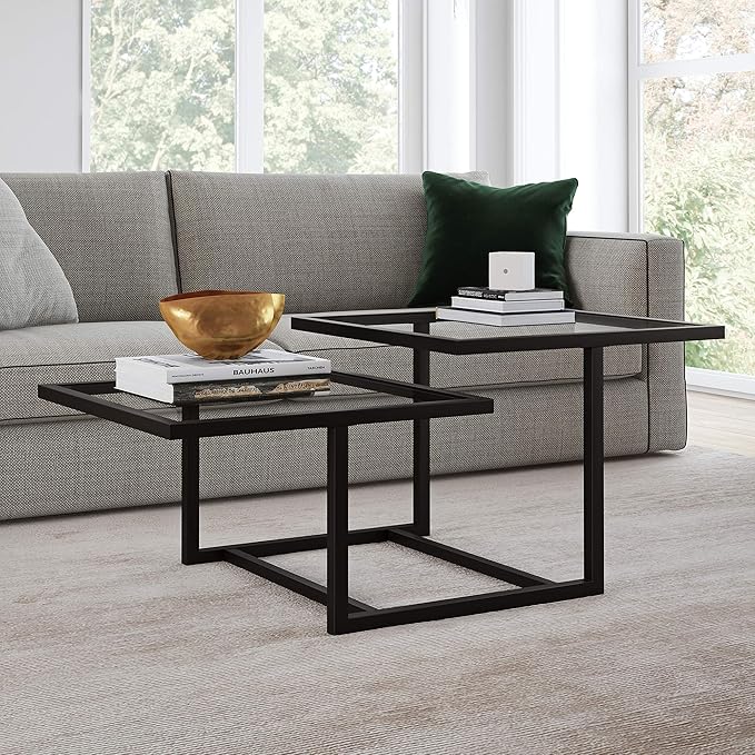Henn&Hart 43" Wide Square Coffee Table in Blackened Bronze, Modern coffee tables - Image 2
