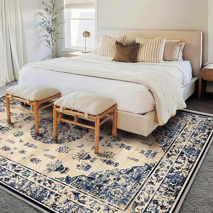 Washable Area Rug 10'x14' Boho Design Non-Shedding Easy Care Ideal - Image 2
