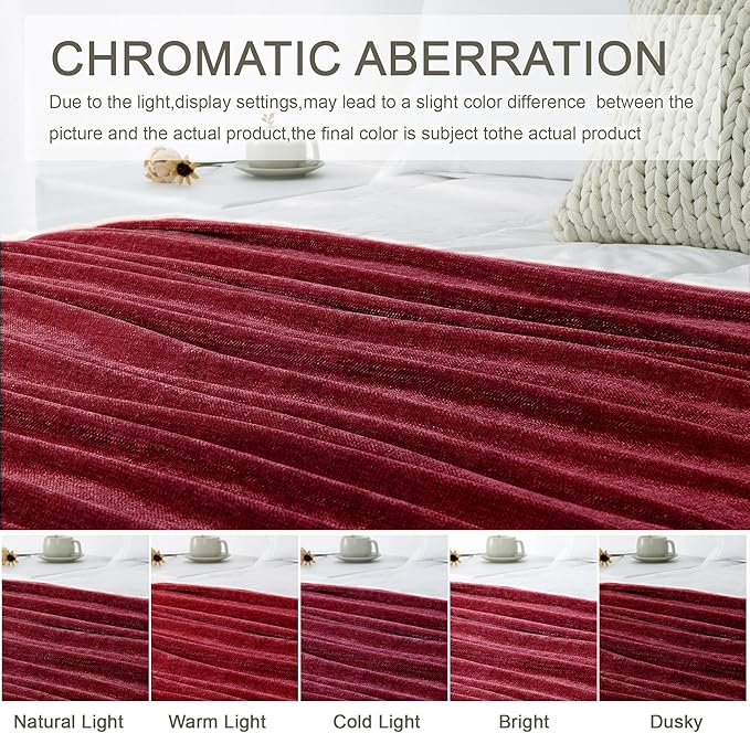 Chenille Throw Blanket for Couch 60"X 80" Twin, Soft Cozy Throws - Image 6