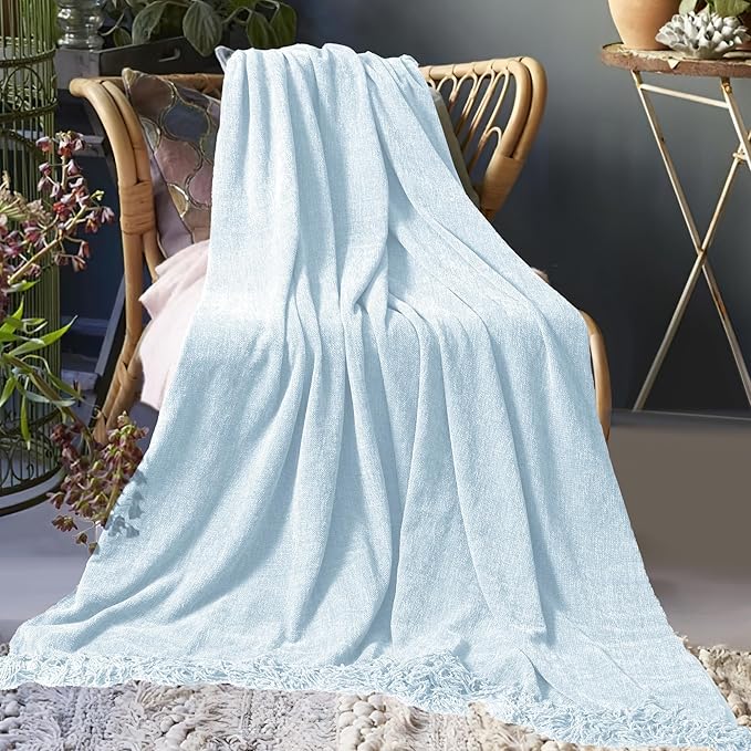 Chenille Throw Blanket for Couch 60"X 80" Twin, Soft Cozy Throws - Image 8
