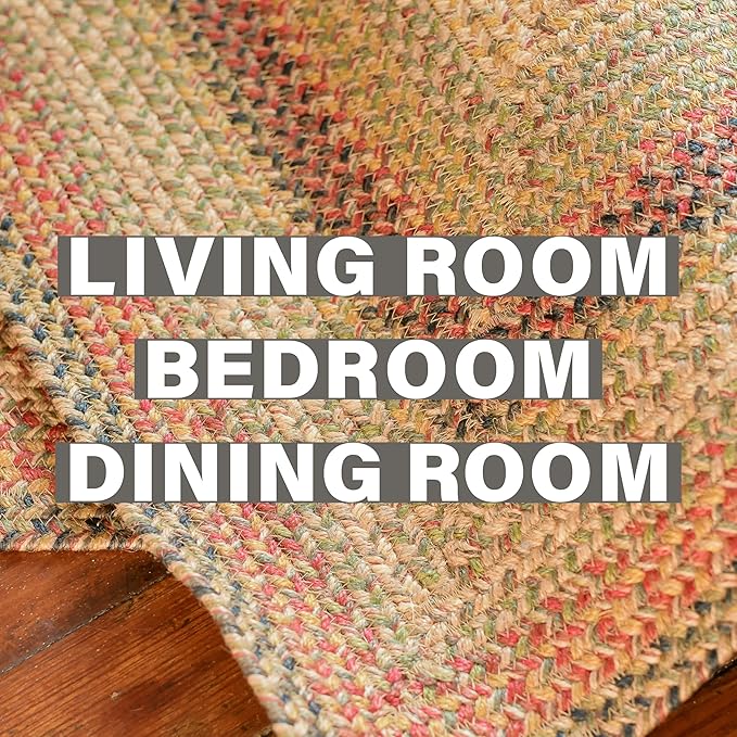 Homespice Kingston Braided Jute Area Rug 6x9' – Multicolor Braided Oval Rugs - Image 7