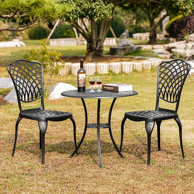 3 Piece Bistro Table Set Anti-Rust Outdoor Bistro Set Cast Alumiunm Patio Table - Image 6