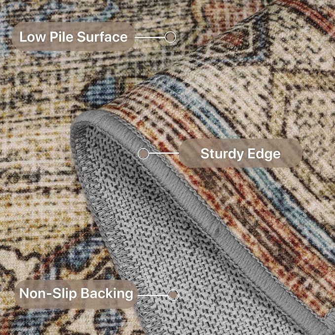 GENIMO 8x10 Area Rugs for Living Room, Machine Washable Non Slip Vintage Rugs - Image 8