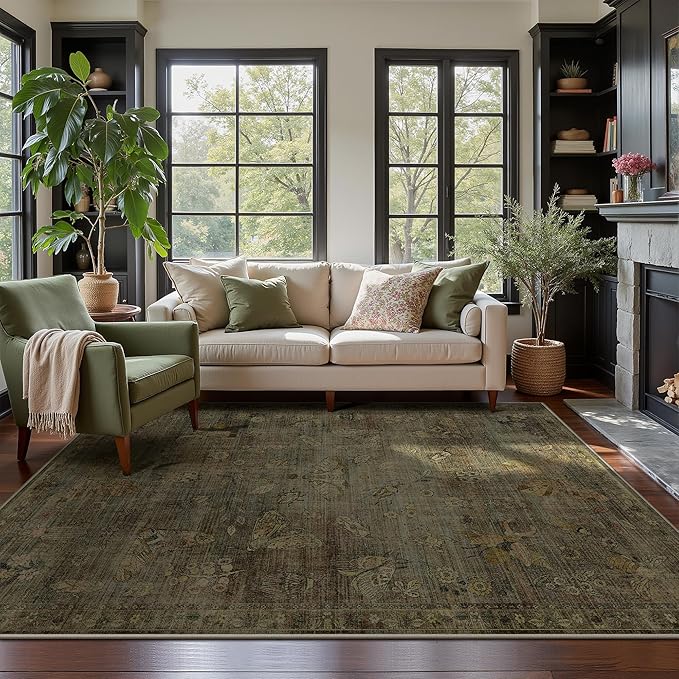 GENIMO 6x9 Area Rugs for Living Room, Machine Washable Non Slip Vintage Rugs by GENIMO