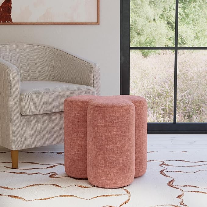 HomePop Upholstered Clover Shaped Ottoman Home Décor|Foot Rest Ottoman - Image 2