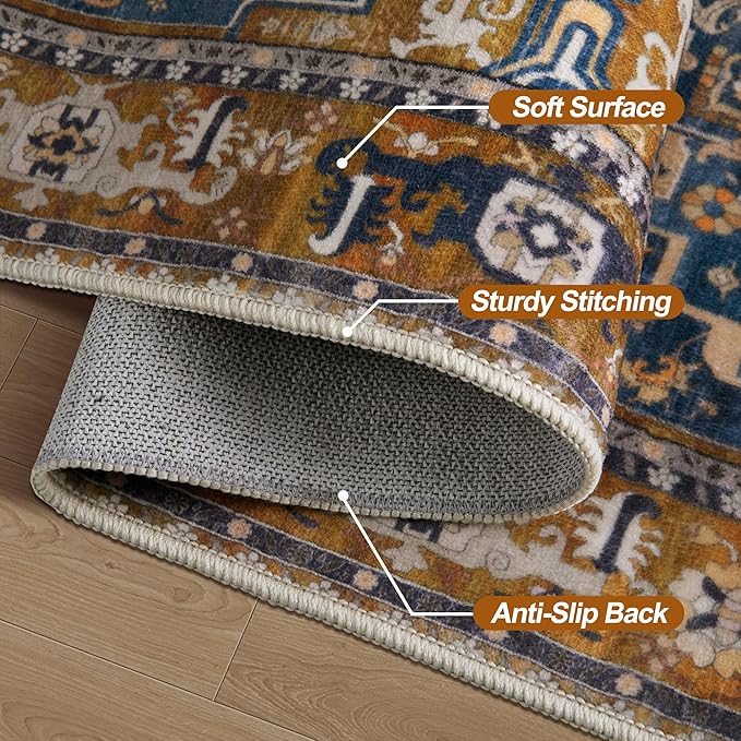 Tangsoo 4x6 Washable Rug Vintage Non Slip Indoor, Distressed Carpet - Image 6