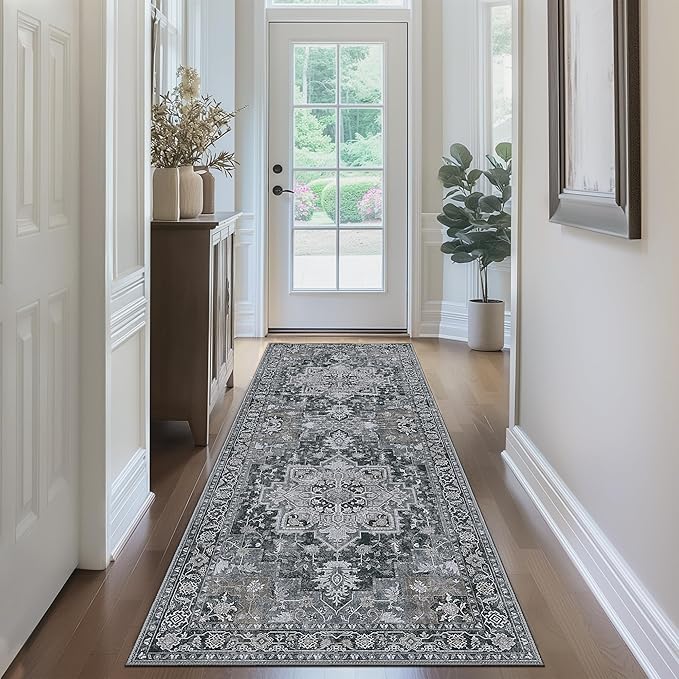 GENIMO 2'6''x14 Runner Rugs for Hallway, Machine Washable Non Slip Vintage Rugs - Image 2