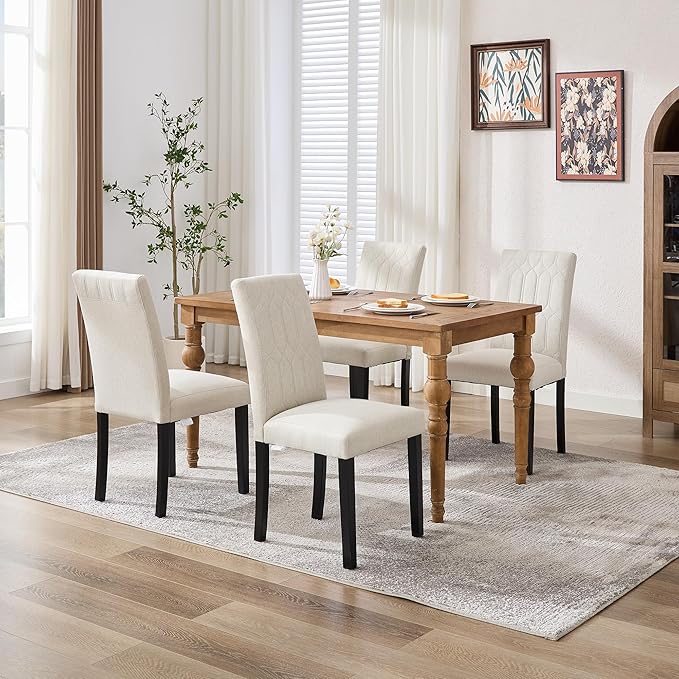 VECELO Upholstered Dining Chairs Set of 4, Modern Accent Parsons - Image 2