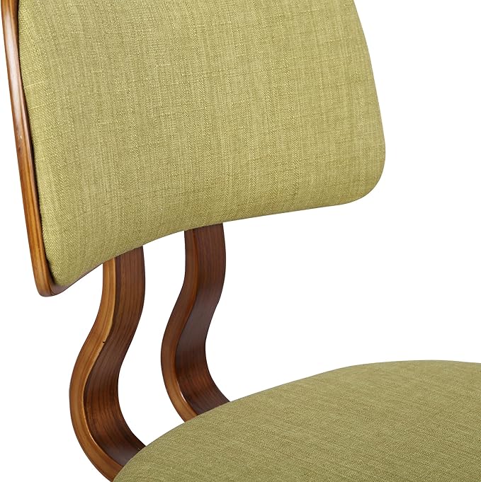 Armen Living Jaguar Mid-Century Dining Chair in Walnut Wood and Green Fabric - Image 8