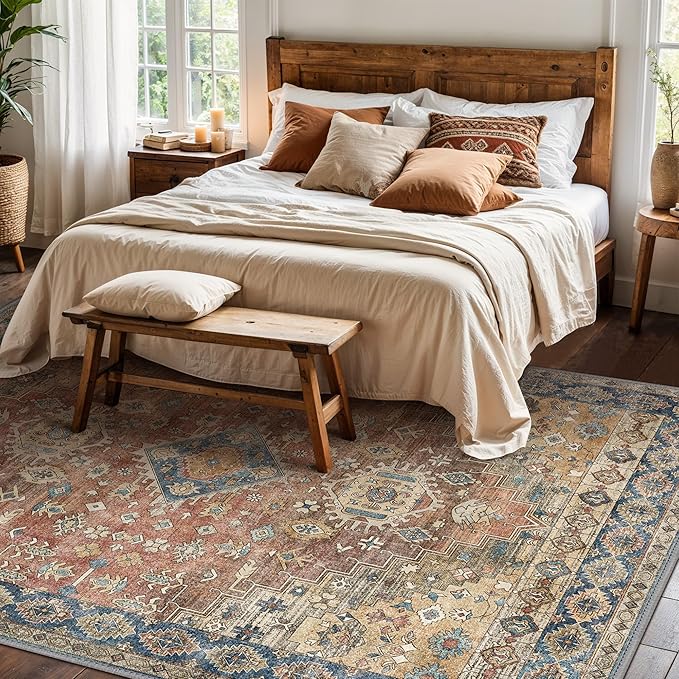 GENIMO 8x10 Area Rugs for Living Room, Machine Washable Non Slip Vintage Rugs - Image 4