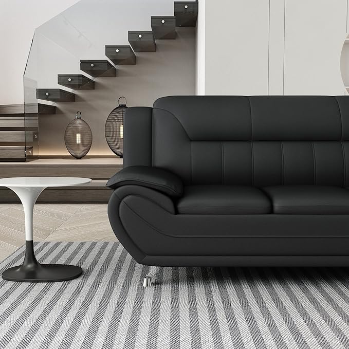 Container Furniture Direct Michael Modern Faux Leather Upholstered Stainless - Image 7