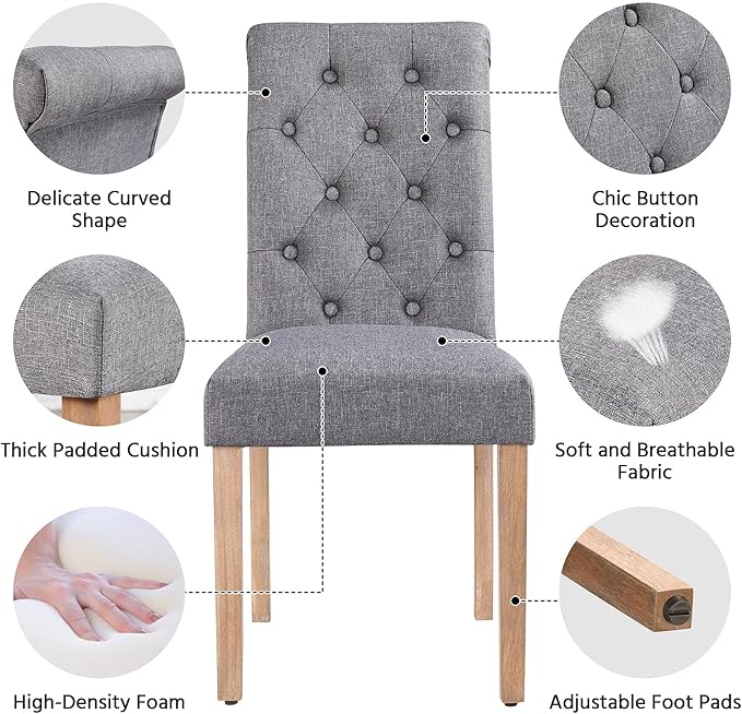 Yaheetech Dining Chairs Set of 6 Fabric Upholstered Dining Room Chairs - Image 5