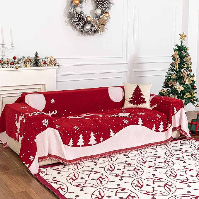 MYSKY HOME Christmas Chenille Sofa Slipcover Couch Covers by MYSKYHOME