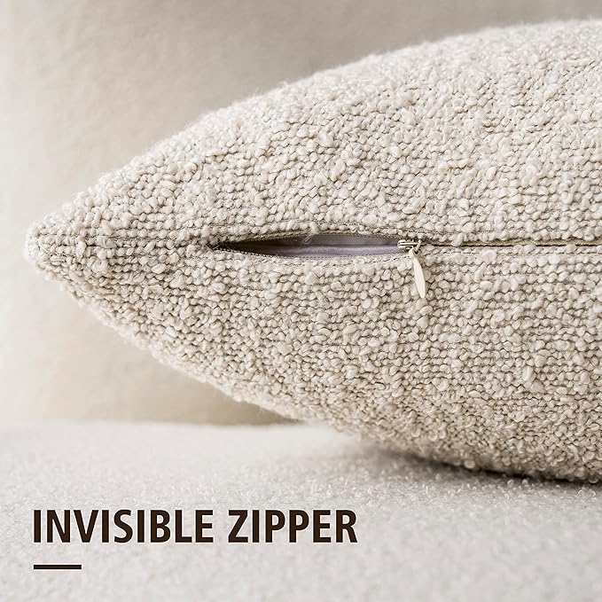 Foindtower Pack of 2 Textured Boucle Throw Pillow Covers Accent Solid Lumbar - Image 2
