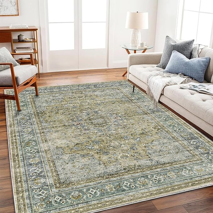 Area Rug 5'x7' Washable Rug Vintage Traditional Floor Cover Thin Retro Kitchen - Image 2