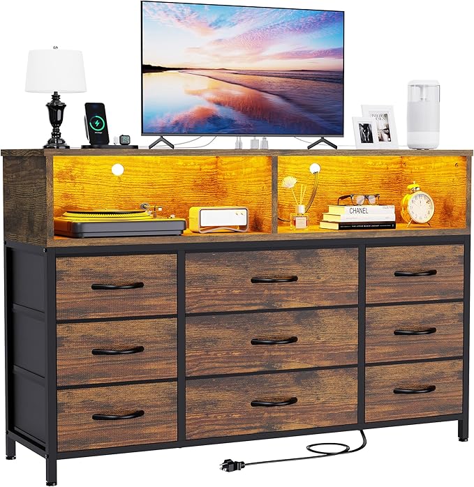 Dresser for Bedroom, Led Dresser TV Stand by eiskah