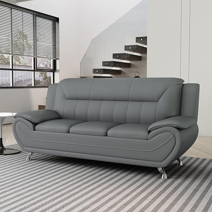 Container Furniture Direct Michael Modern Faux Leather Upholstered Stainless - Image 7