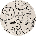 SAFAVIEH Florida Shag Collection 4' Round Ivory / Black SG455 Scrolling Vine by SAFAVIEH
