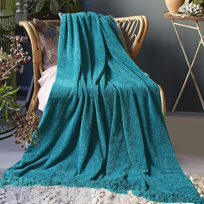 Chenille Throw Blanket for Couch 60"X 80" Twin, Soft Cozy Throws - Image 8