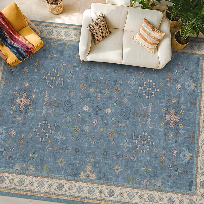 Boho 7x10 Accent Area Rugs for Living Room by HazoHaus