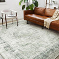 Area Rug 6'x9' Washable Floral Green Vintage Traditional Floor Cover Thin Retro by CHAMPLANT