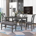 Merax 6-Piece Kitchen Dining Table Set Wooden Rectangular Dining Table by Merax