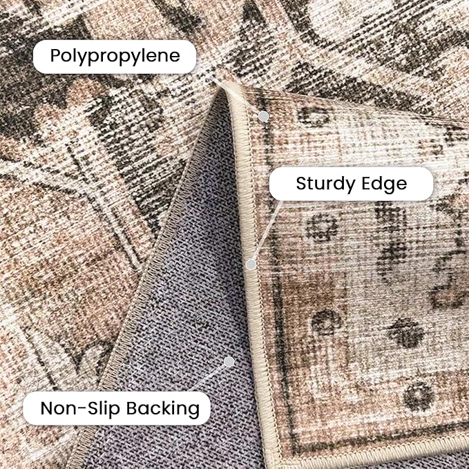 GENIMO 6x9 Area Rugs for Living Room, Machine Washable Non Slip Vintage Retro - Image 6