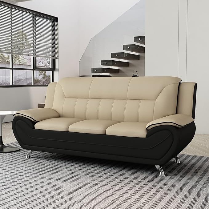 Container Furniture Direct Michael Modern Faux Leather Upholstered Stainless - Image 12