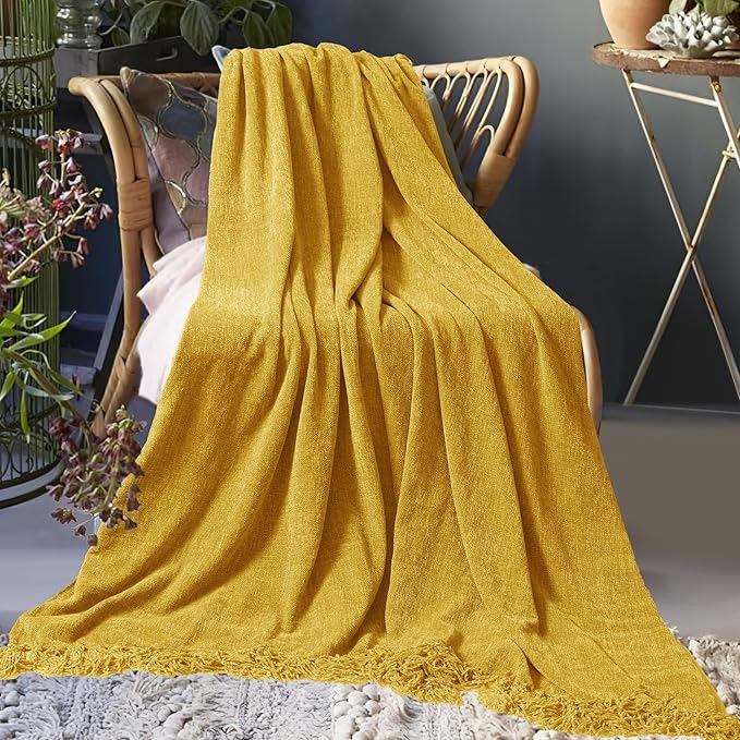 Chenille Throw Blanket for Couch 60"X 80" Twin, Soft Cozy Throws - Image 8